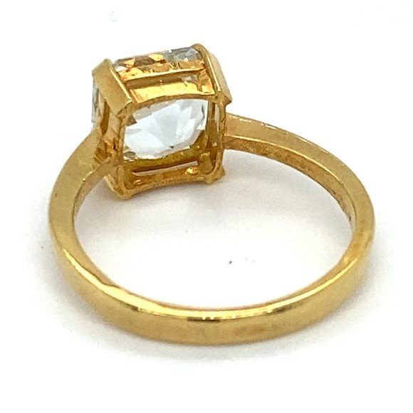 Aquamarine 3.01ct Solid 22K Yellow Gold Ring - Picture 5 of 7